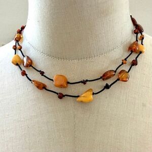 Baltic Amber Nugget Convertible Necklace Butterscotch Honey Cognac Amber Multi-W